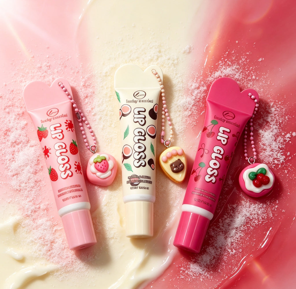 Brillo Labial en Tubo con Dije de Postre y Frutas（6PCS）ML8346