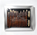 Set de Brochas de Maquillaje con Brillo y Estuche Plateado 725-33