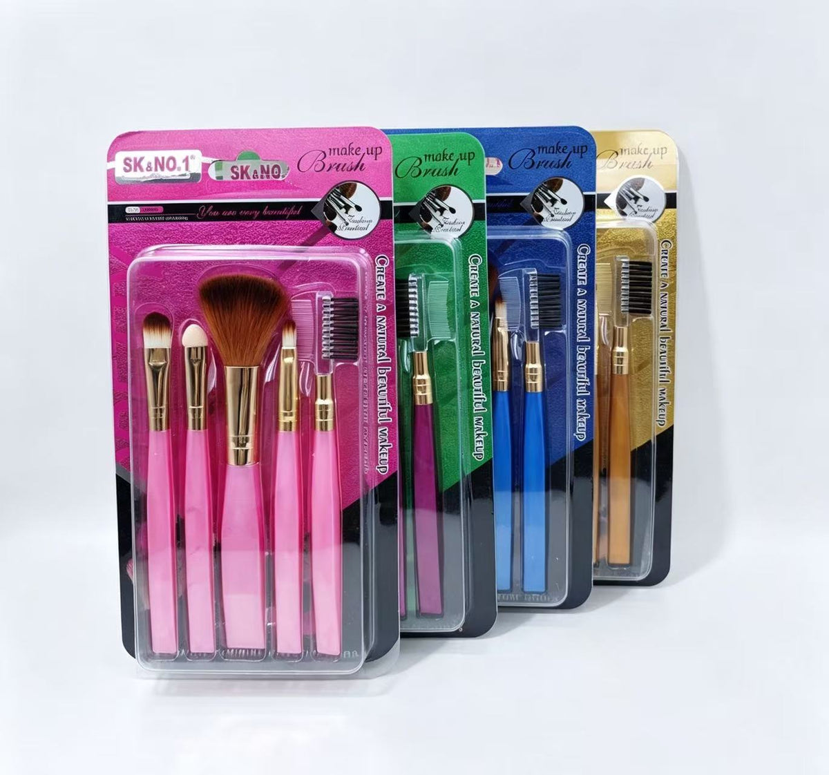 Set de 5 Brochas de Maquillaje en Cinco Colores(3PCS) SK-8010