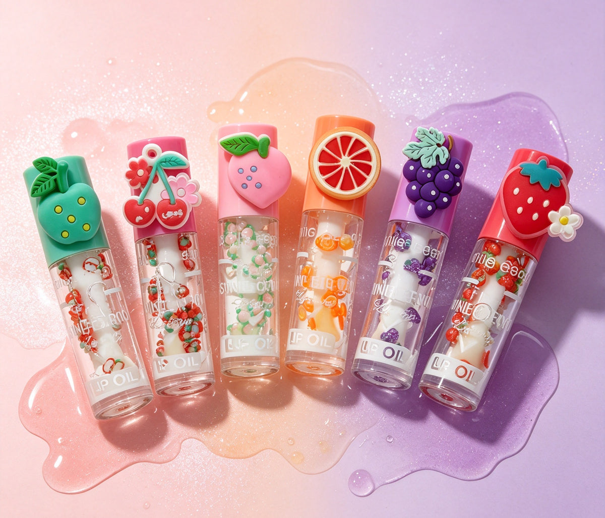 Brillo Labial Transparente con Tapón de Frutas（6PCS）GB-2592