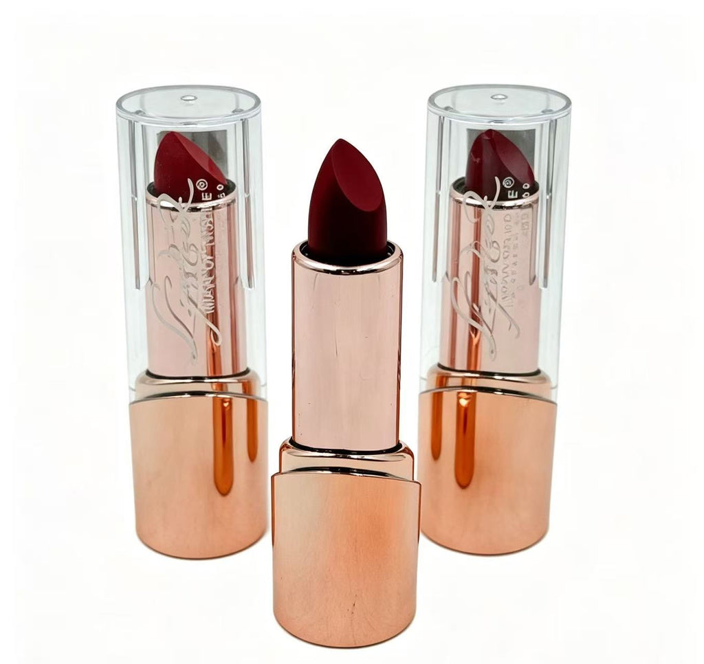 Lápiz Labial Rojo con Capa Transparente y Base Oro Rosa（6PCS）8188B