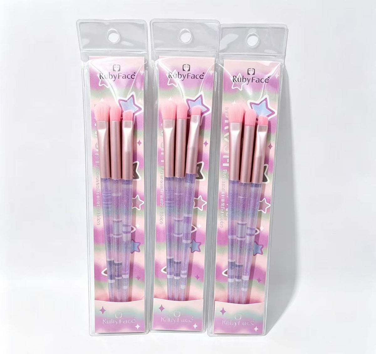 Brocha de Ojos de Silicona con Diseño Rosa y Púrpura(3PCS) LL3PCS