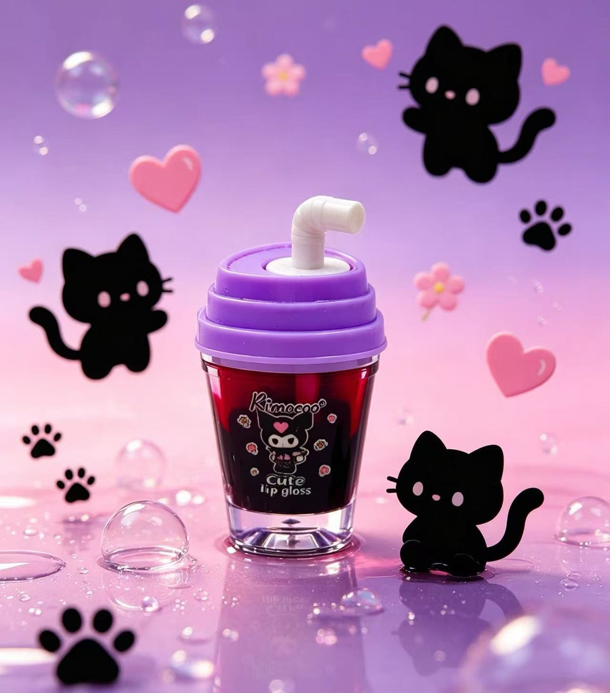 Brillo Labial en Forma de Vaso con Pajita Kuromi(6PCS) R5006