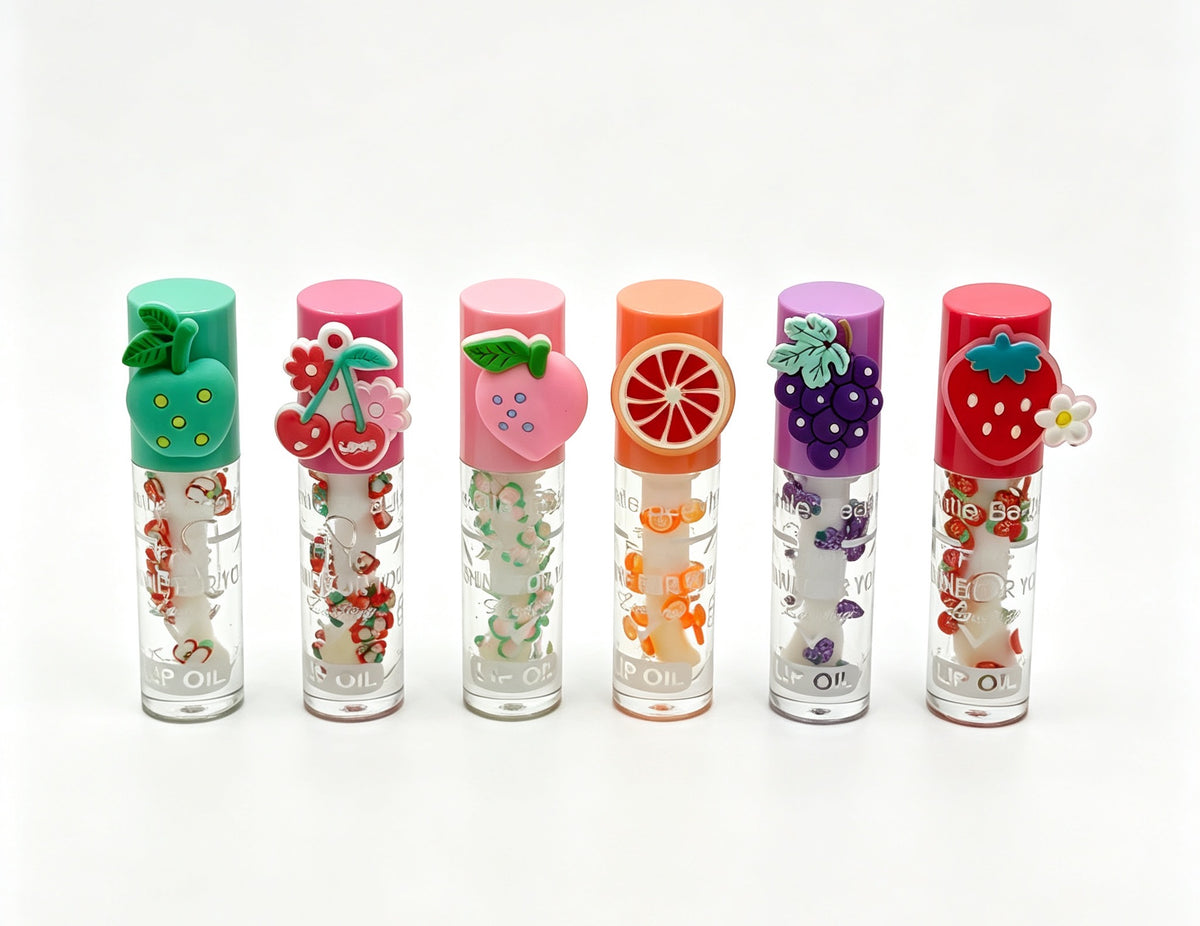 Brillo Labial Transparente con Tapón de Frutas（6PCS）GB-2592
