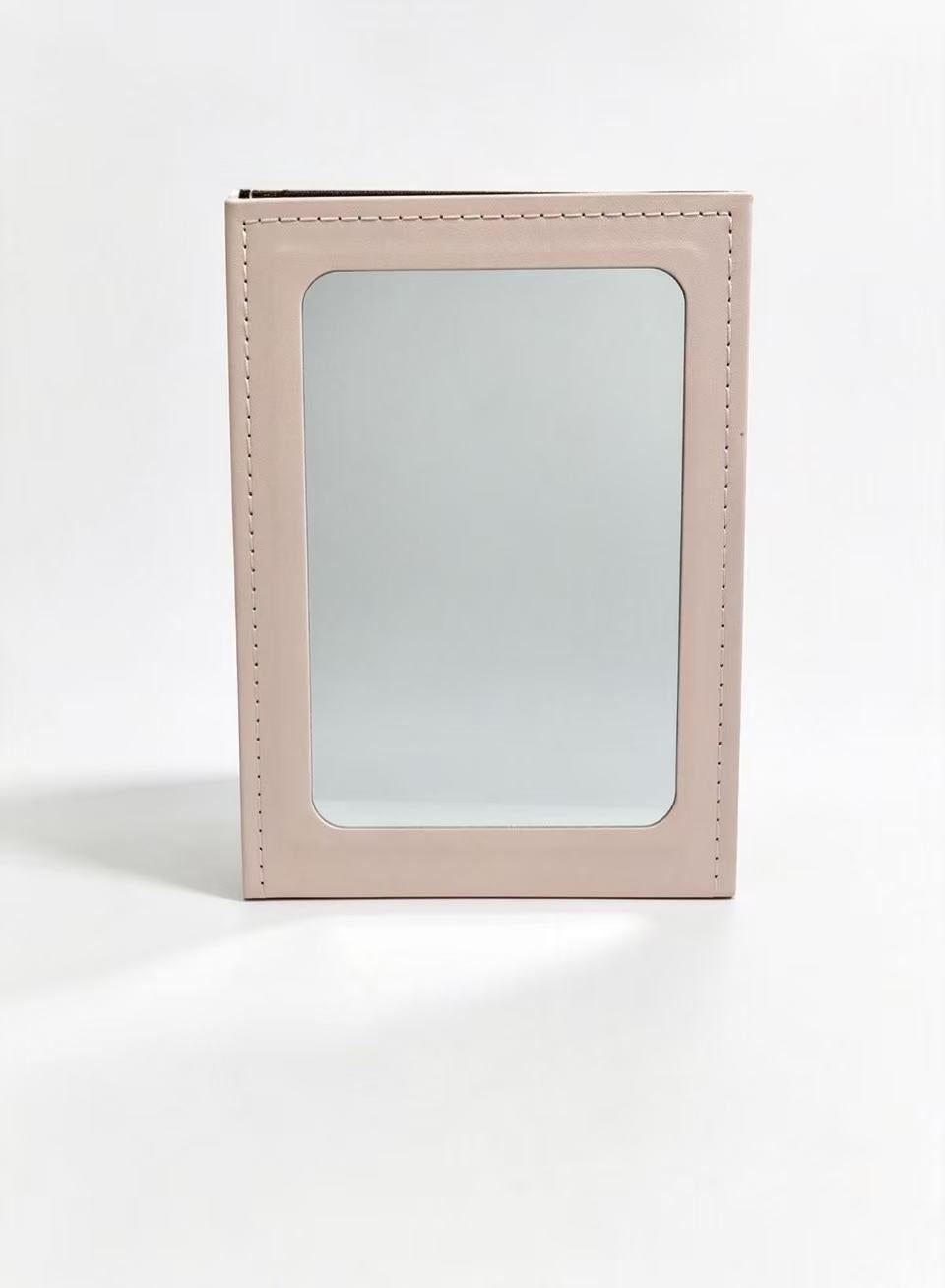 Espejo de Maquillaje Rectangular con Borde de Cuero Rosa 5101 (3PCS)
