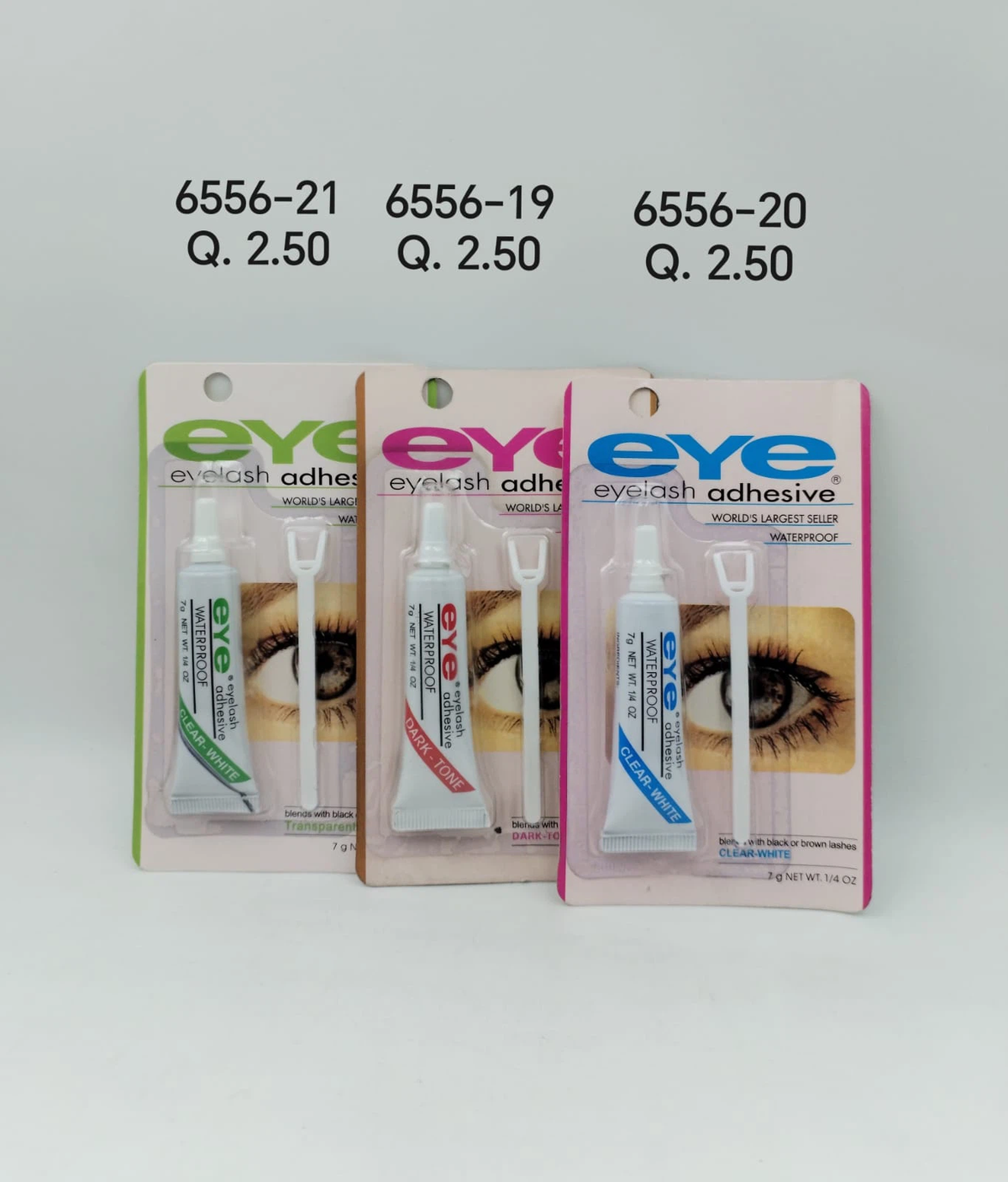 Pegamento para pestañas “eye lash adhesive”, tres versiones(12PCS) 6556-21 6556-19 6556-20