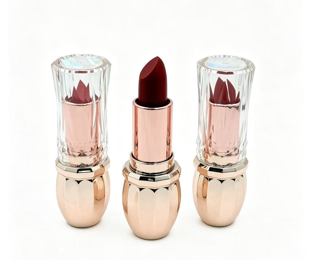 Lápiz Labial Rojo con Tapa Cristal y Base Oro Rosa（6PCS）HB5783