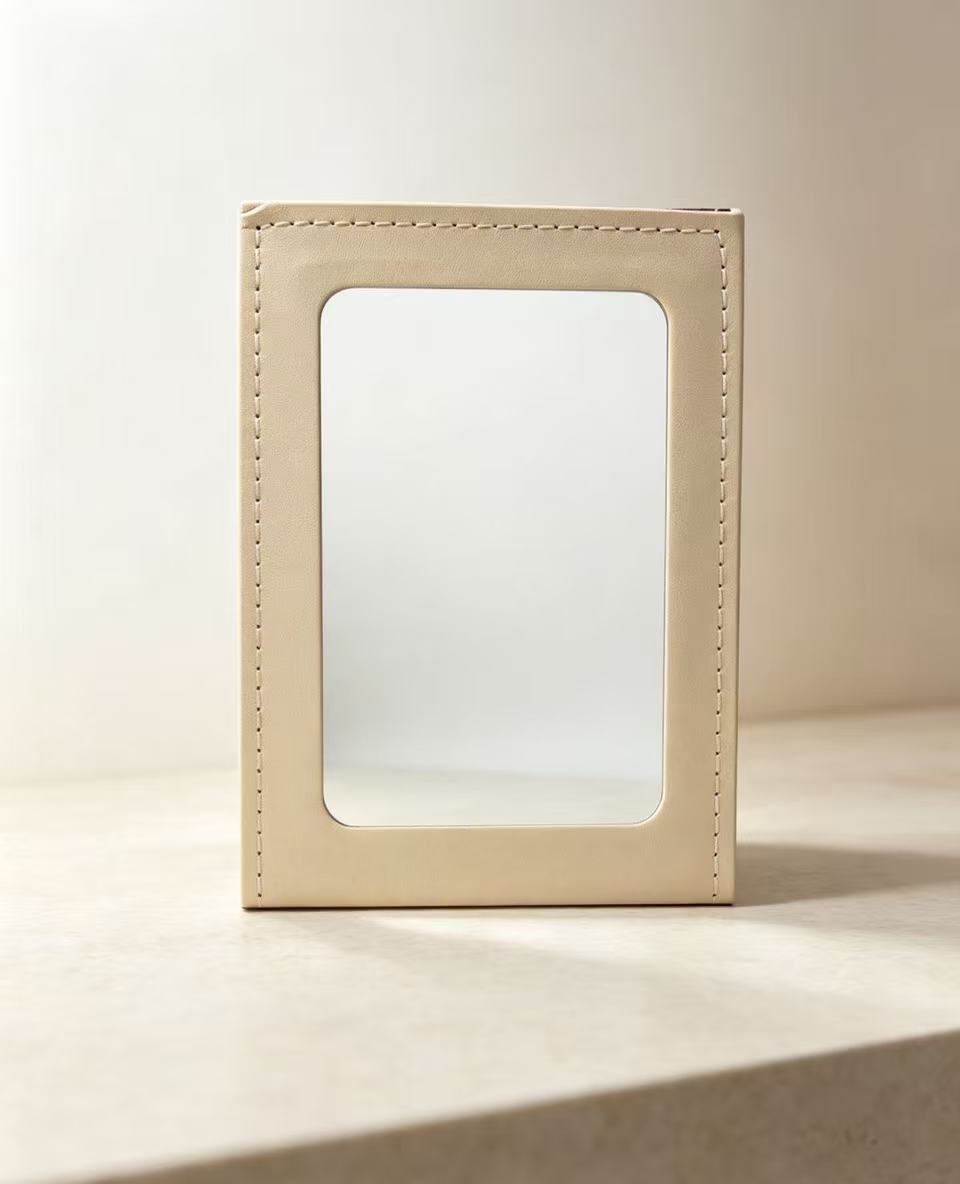 Espejo de Maquillaje Rectangular con Borde de Cuero 5103 (3PCS)