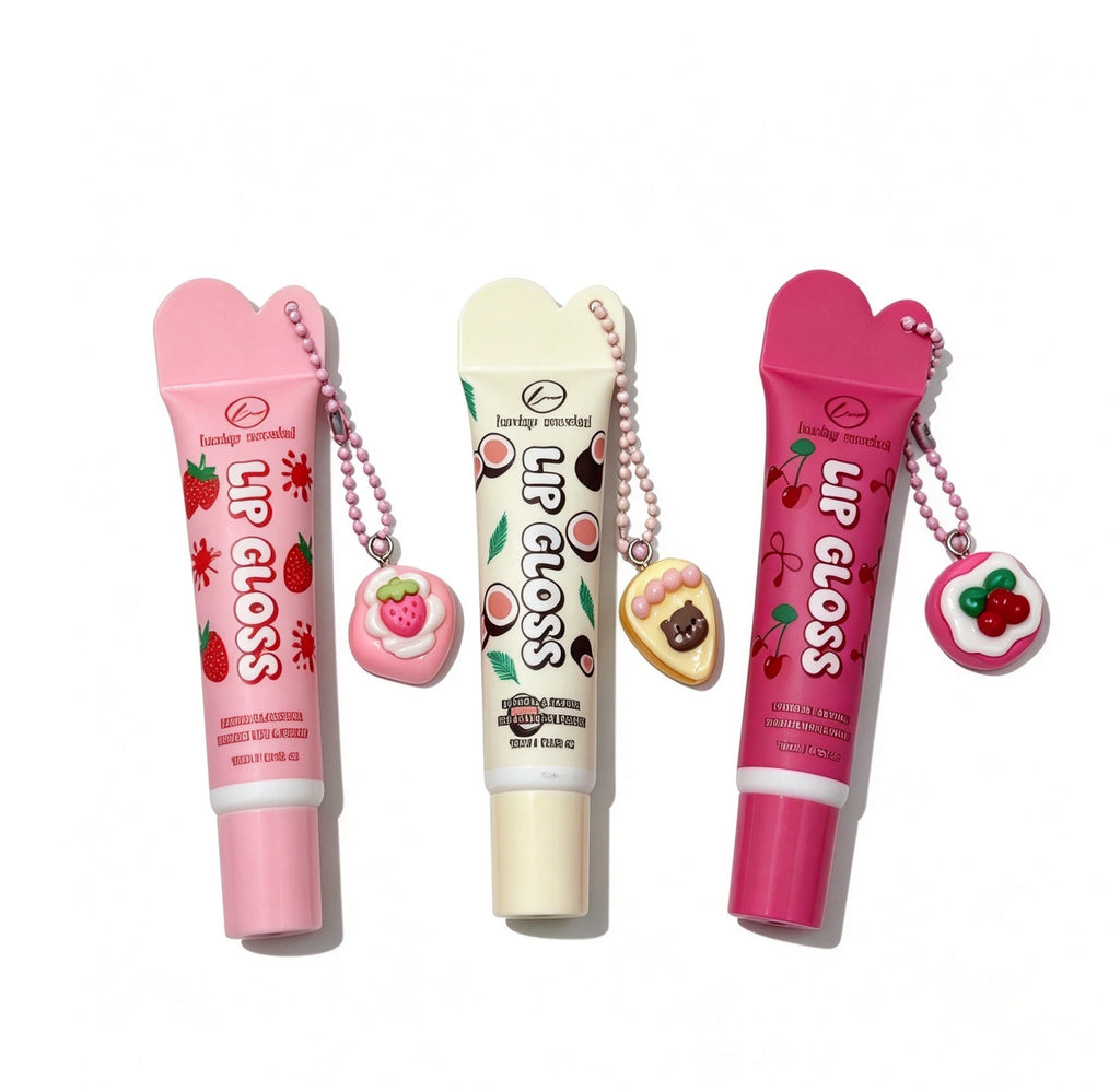 Brillo Labial en Tubo con Dije de Postre y Frutas（6PCS）ML8346