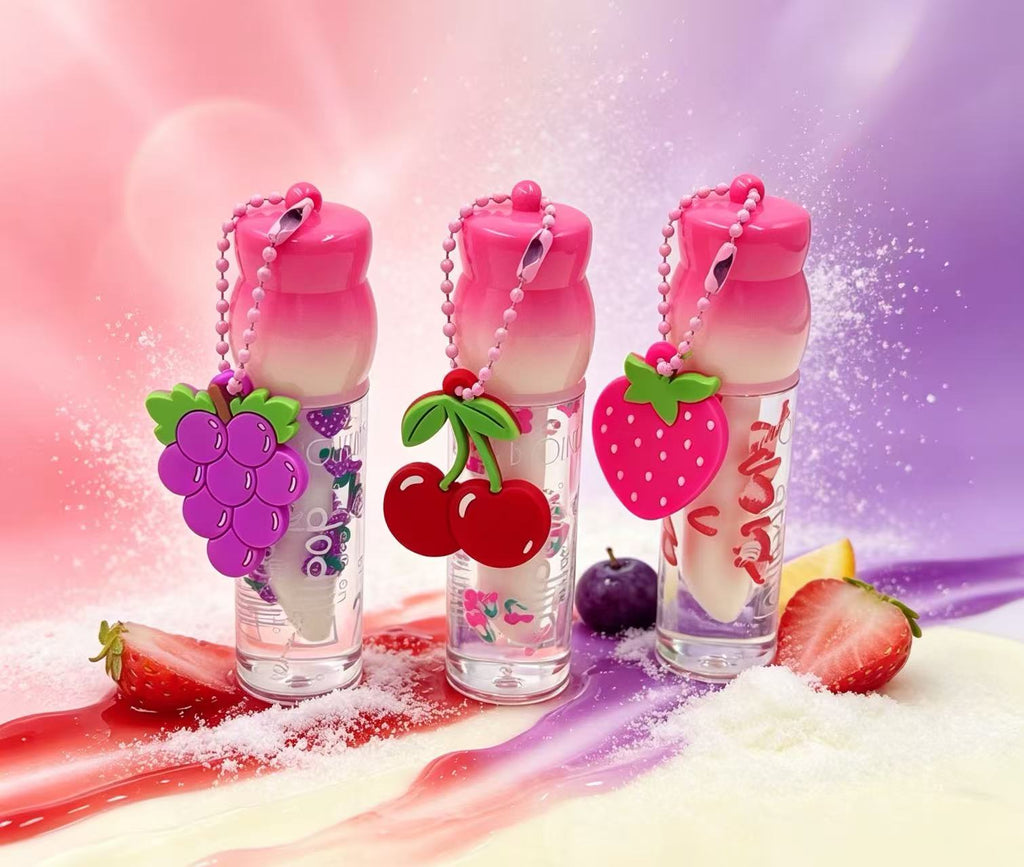 Brillo Labial con Dije de Frutas（6PCS）B3342
