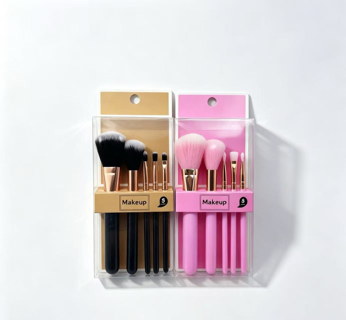 Set de Brochas de Maquillaje Negro y Rosa con Dorado (3cajas) 26468-25