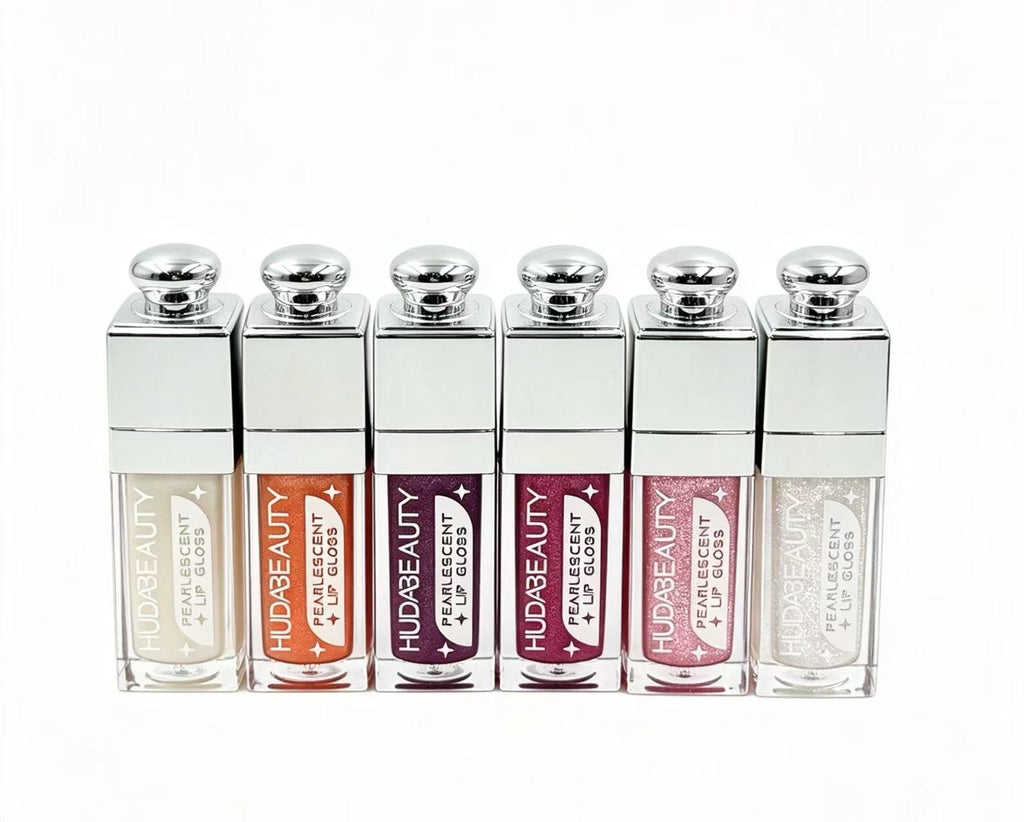 Brillo Labial Cuadrado con Tapón Plateado y Tonos Holográficos de hudabeauty（6PCS） H50328D
