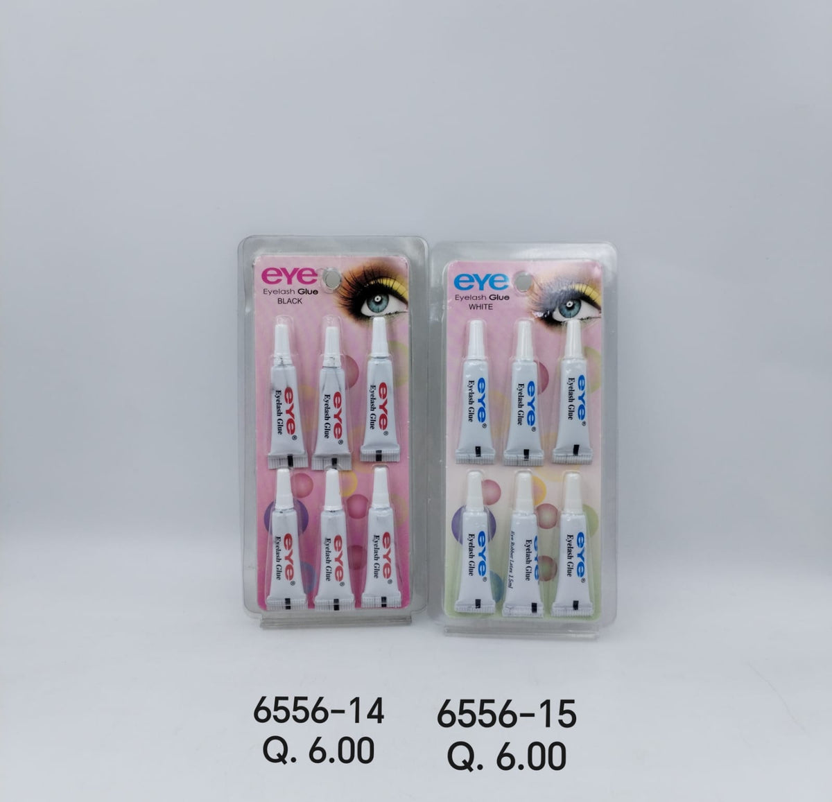 Pegamento para pestañas en tubos blancos, doble presentación(12PCS) 6556-14 6556-15
