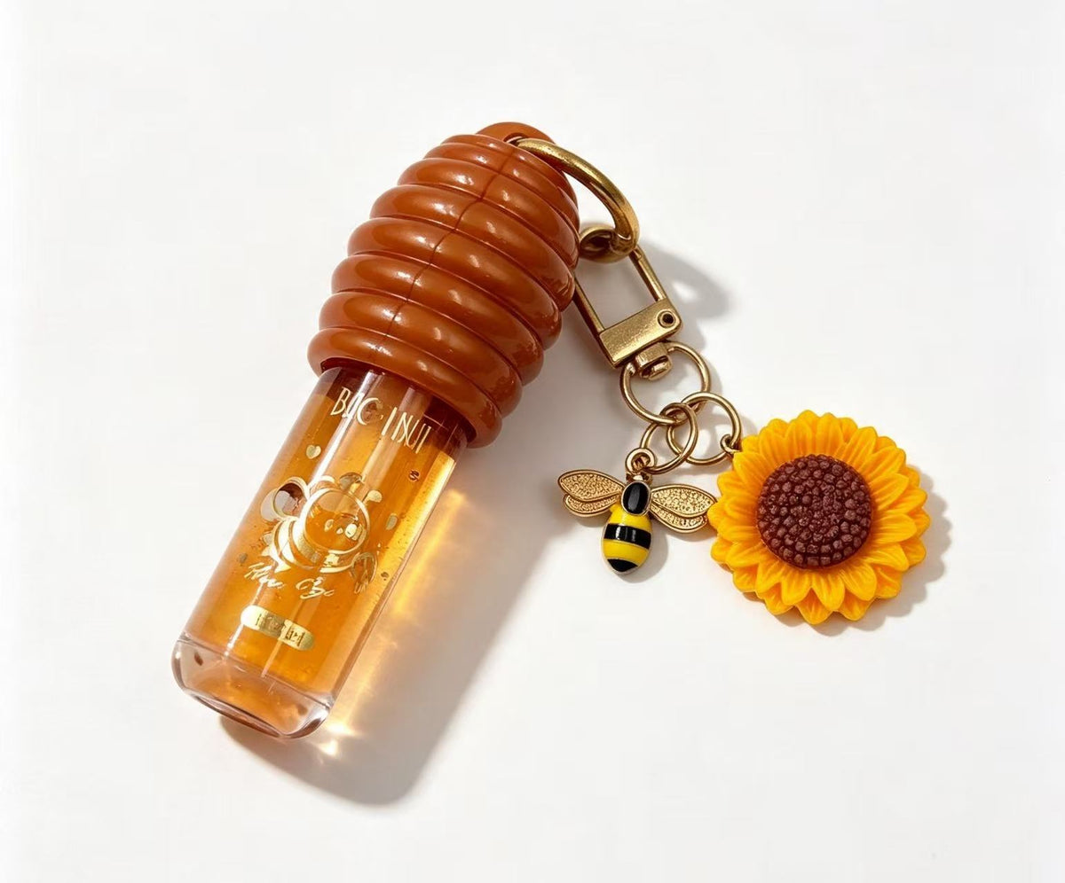 Aceite Labial con Forma de Miel, Colgante de Abeja y Girasol(6PCS)B33351