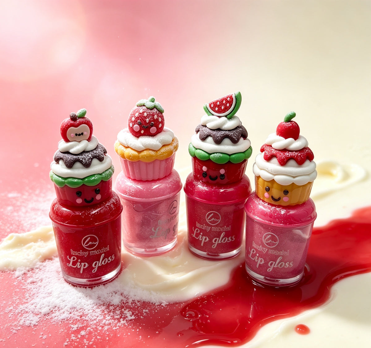 Lip Gloss con Forma de Cupcake y Frutas（6PCS） ML8411