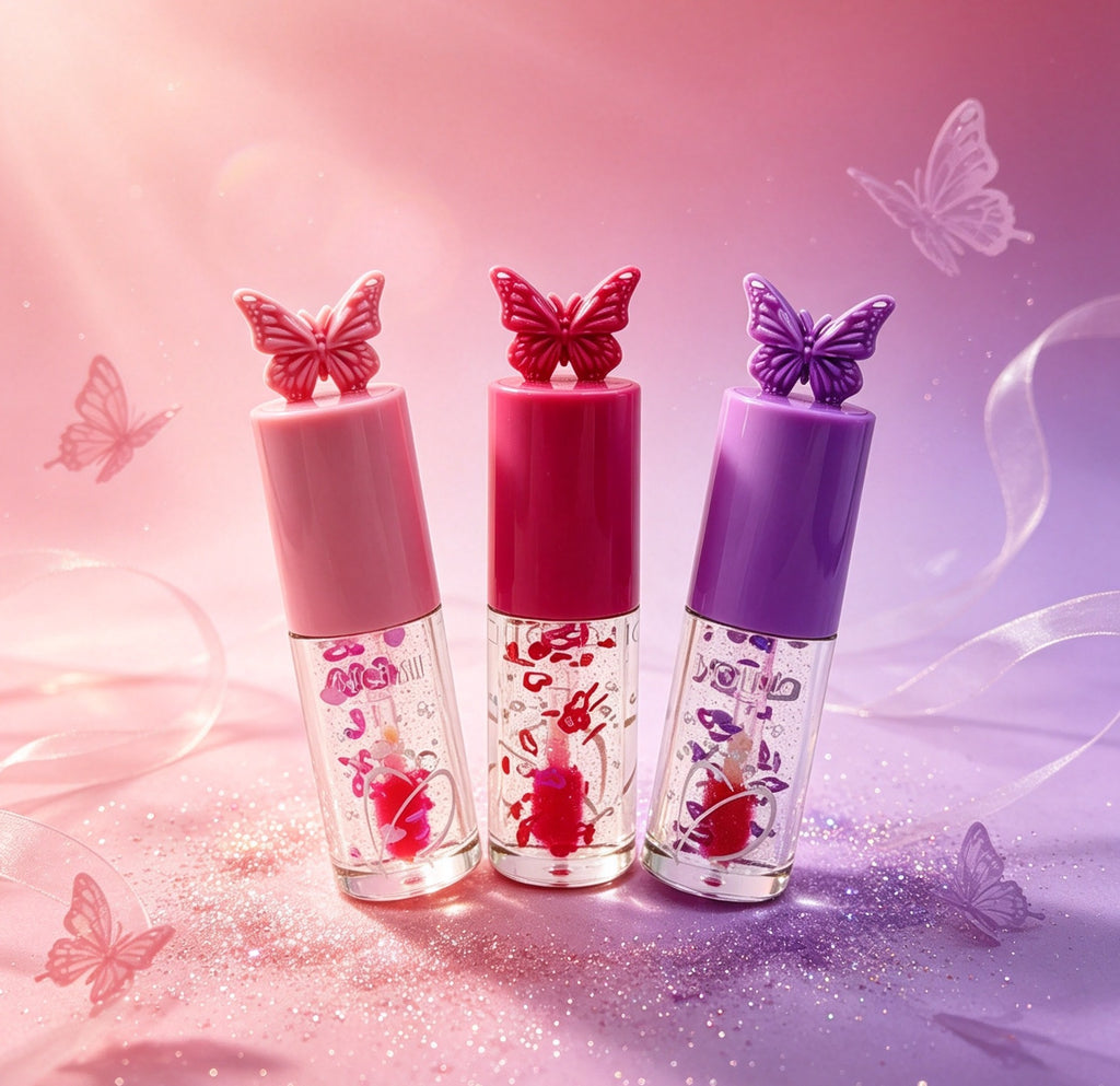 Brillo Labial con Forma de Mariposa y Glitter（6PCS）B3329-2
